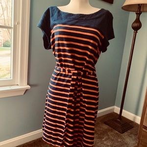 Striped navy and orange dress